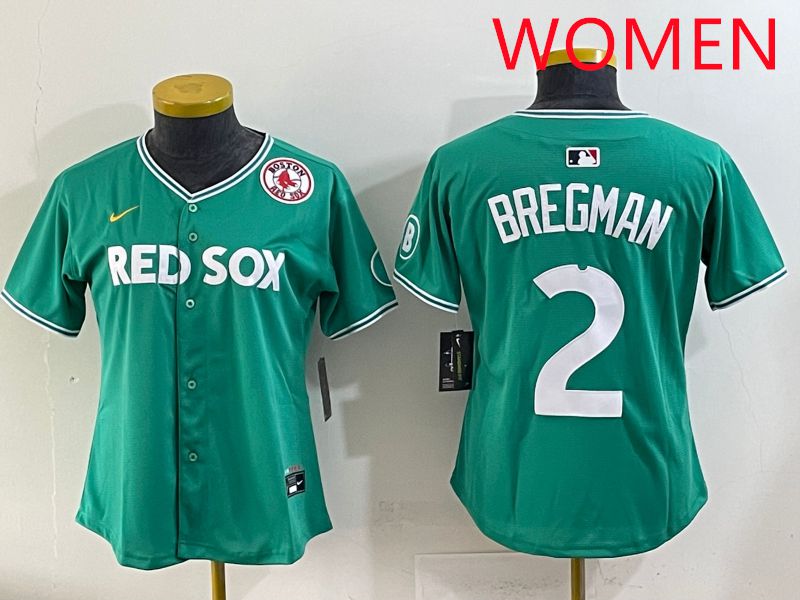 Women 2025 Boston Red Sox #2 Bregman Dark Green Joint Name Nike MLB Jersey style 9->women mlb jersey->Women Jersey